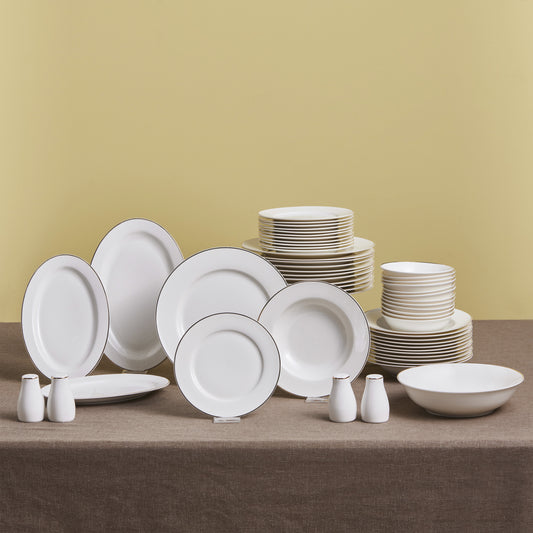 Lexi Gold, 56 Piece New Generation Bone Dinner Set for 12 People