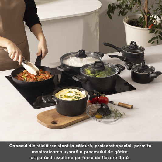 Biogranite, 12 Piece Non-Stick Cookware Set, Blackgold