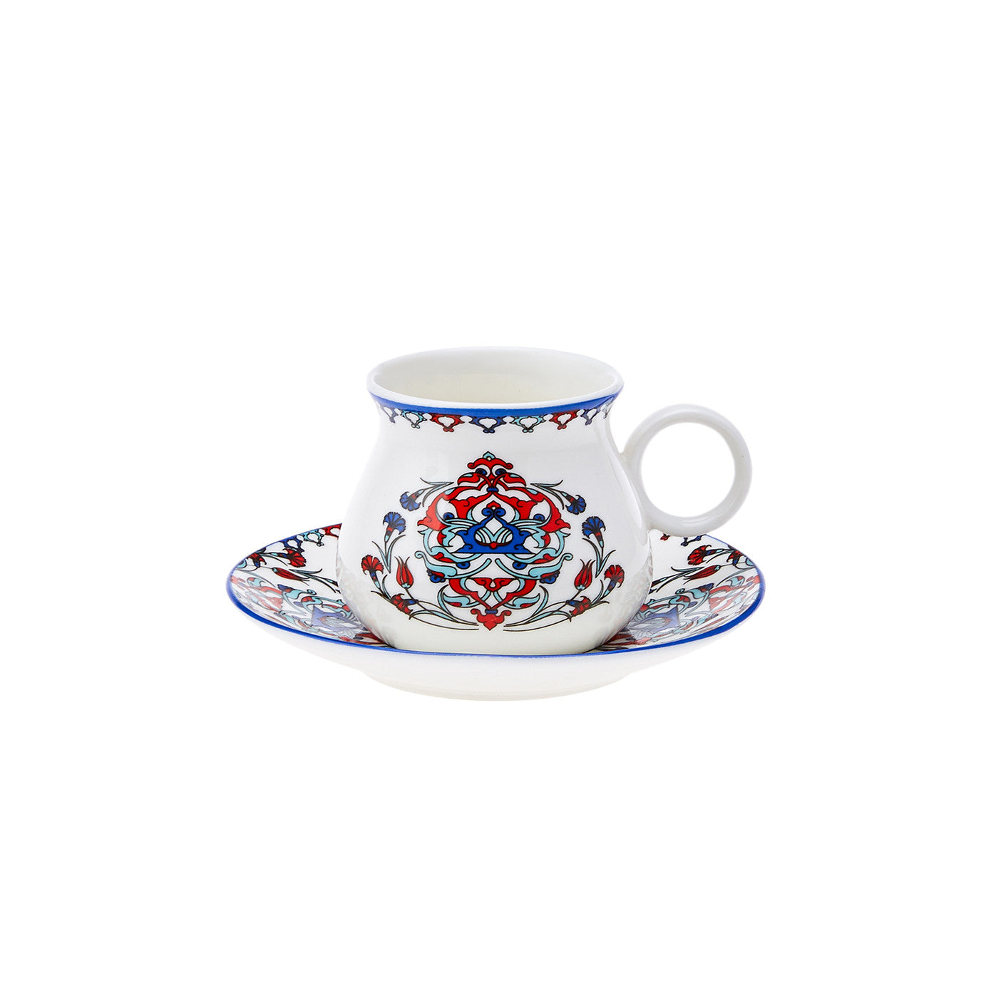 Hattat, 12 Piece Porcelain Espresso Turkish Coffee Cup Set for 6 People, 90ML, Multi