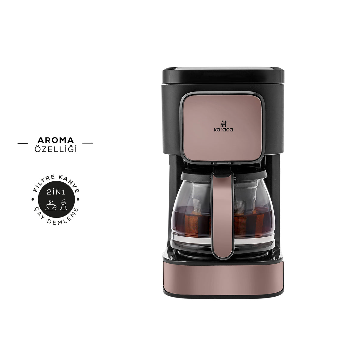 Karaca, Just Coffee Aroma Filter coffee and tea maker, 2 in 1, Black/Rosegold