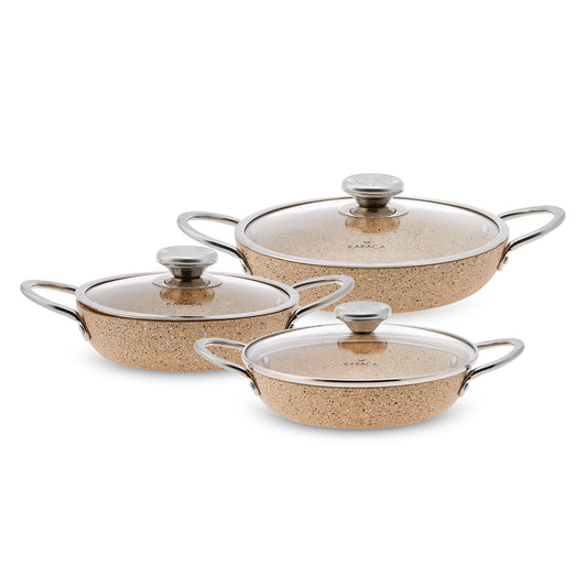 Karaca Biogranit 6 Piece Shallow Frying Pan Brown