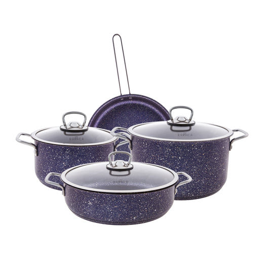 Karaca Biogranite Steel Plus Non-Stick Induction Cookware Set, 7 Piece, Purple