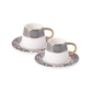 Globe, 4 Piece Porcelain Espresso Turkish Coffee Cup Set for 2 People, 80ML, Multi