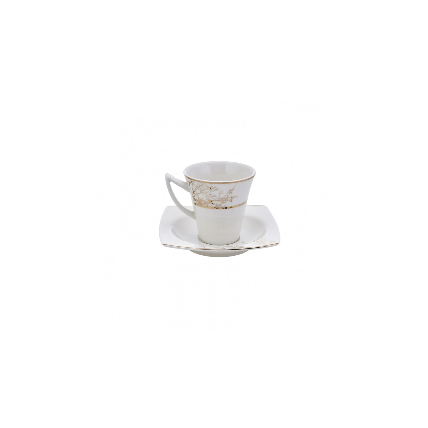 Autumn, 12 Piece Porcelain Espresso Turkish Coffee Cup Set for 6 People, 85ML, Gold White