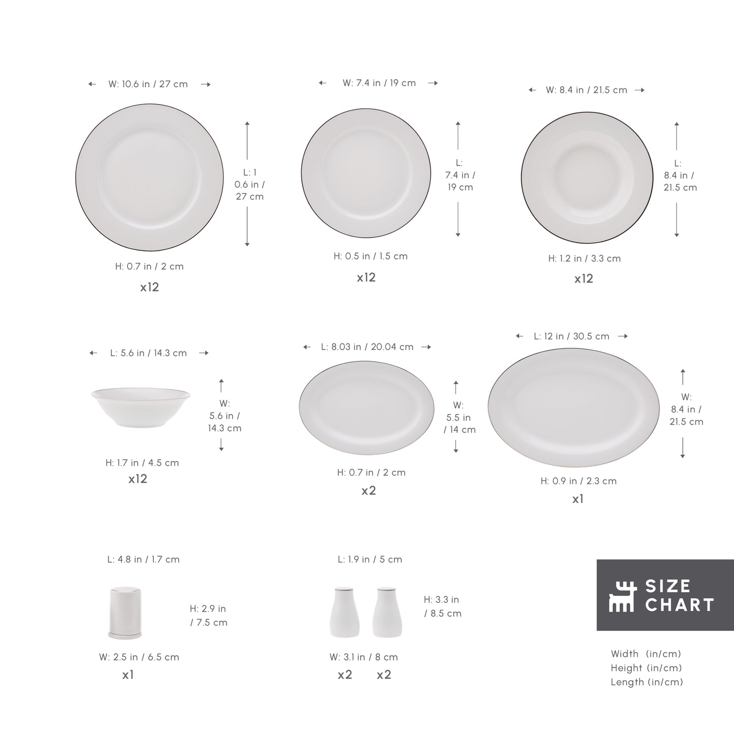 Lexi Platinum, 56 Piece New Generation Bone Dinner Set for 12 People