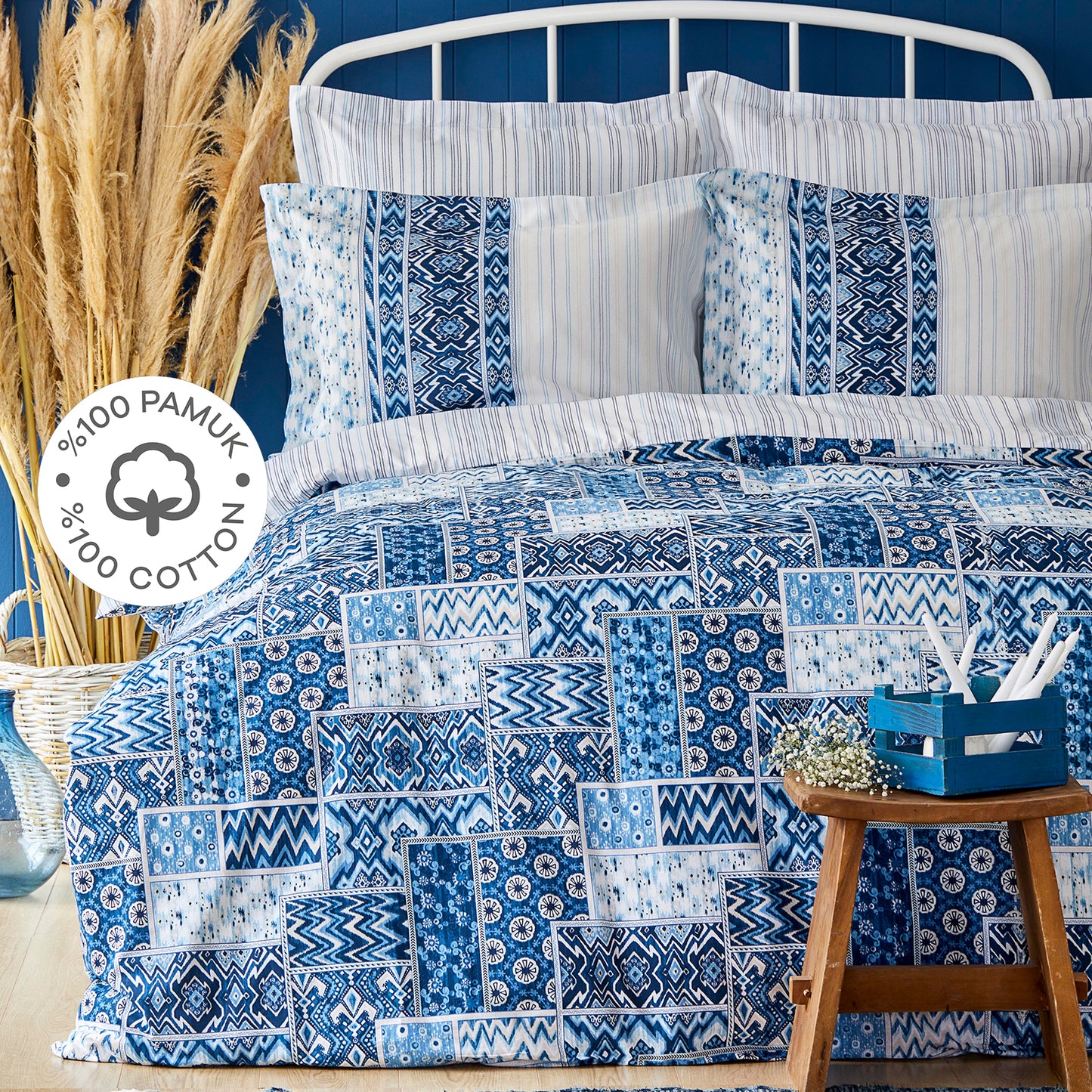 Karaca Home Pietra Blue Double Linens Set