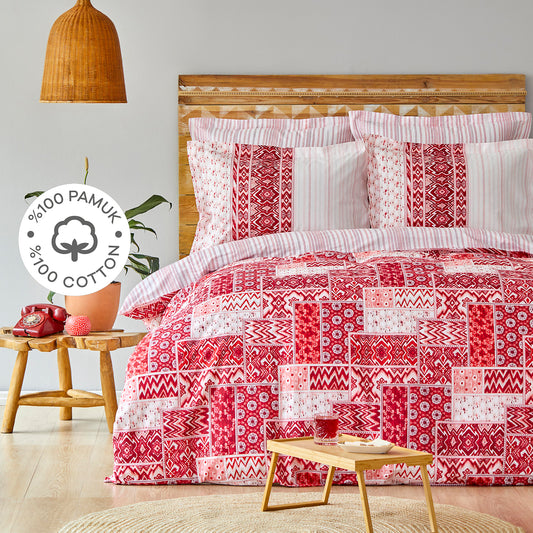 Karaca Home Pietra Full Double Set Red, 100% Cotton