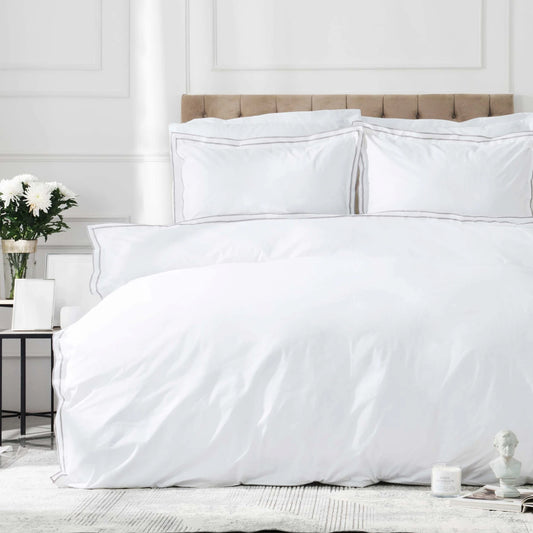 White Collection Victorie, Duvet Cover Set, Double, Grey