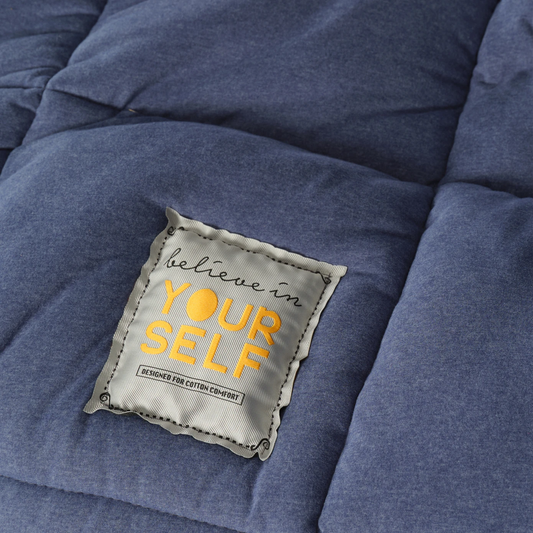 Motto Cotton Comfort, Quilt Set, Double, Indigo