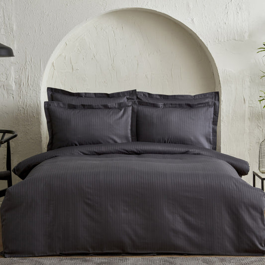 Uniq, 100% Cotton Duvet Cover Set, Double, Anthracite