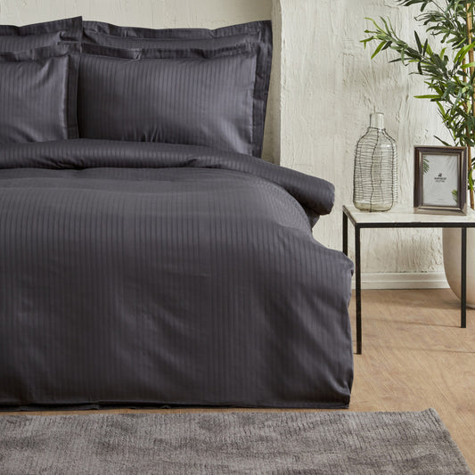 Uniq, 100% Cotton Duvet Cover Set, Double, Anthracite