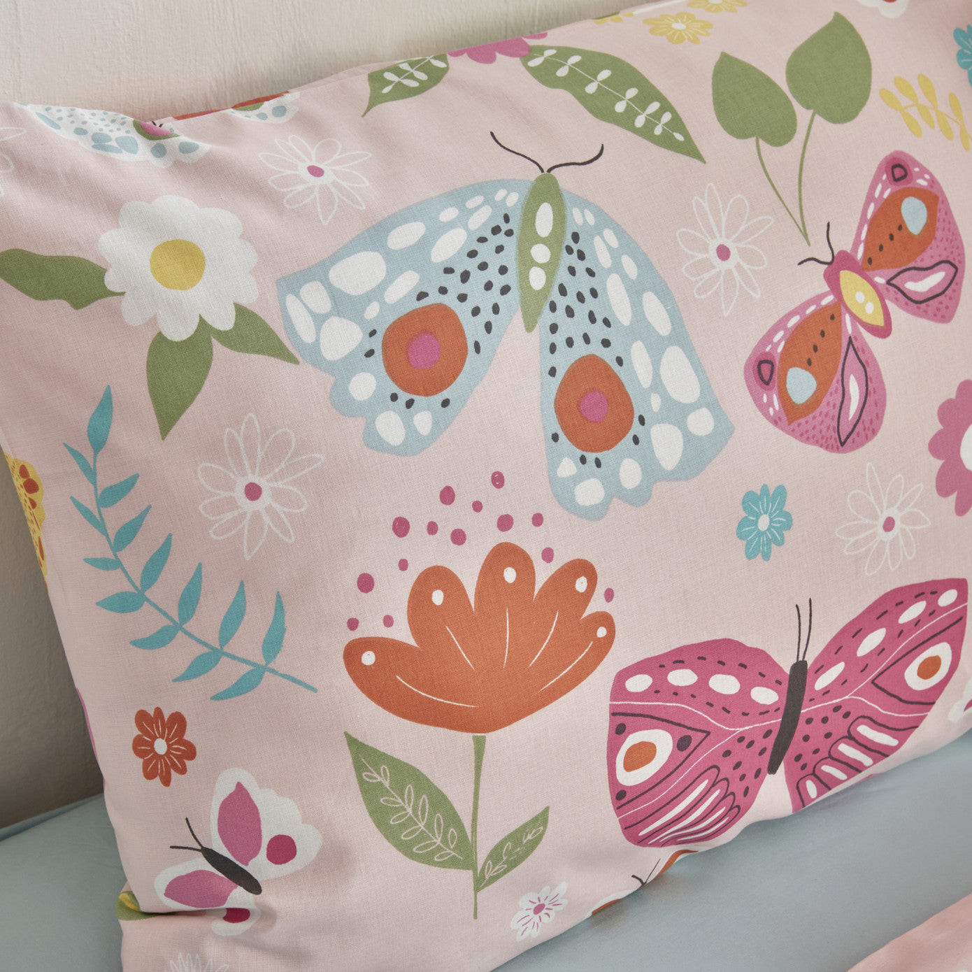 Young Butterfly,  100% Turkish Cotton Duvet Cover Set, Single, Pink