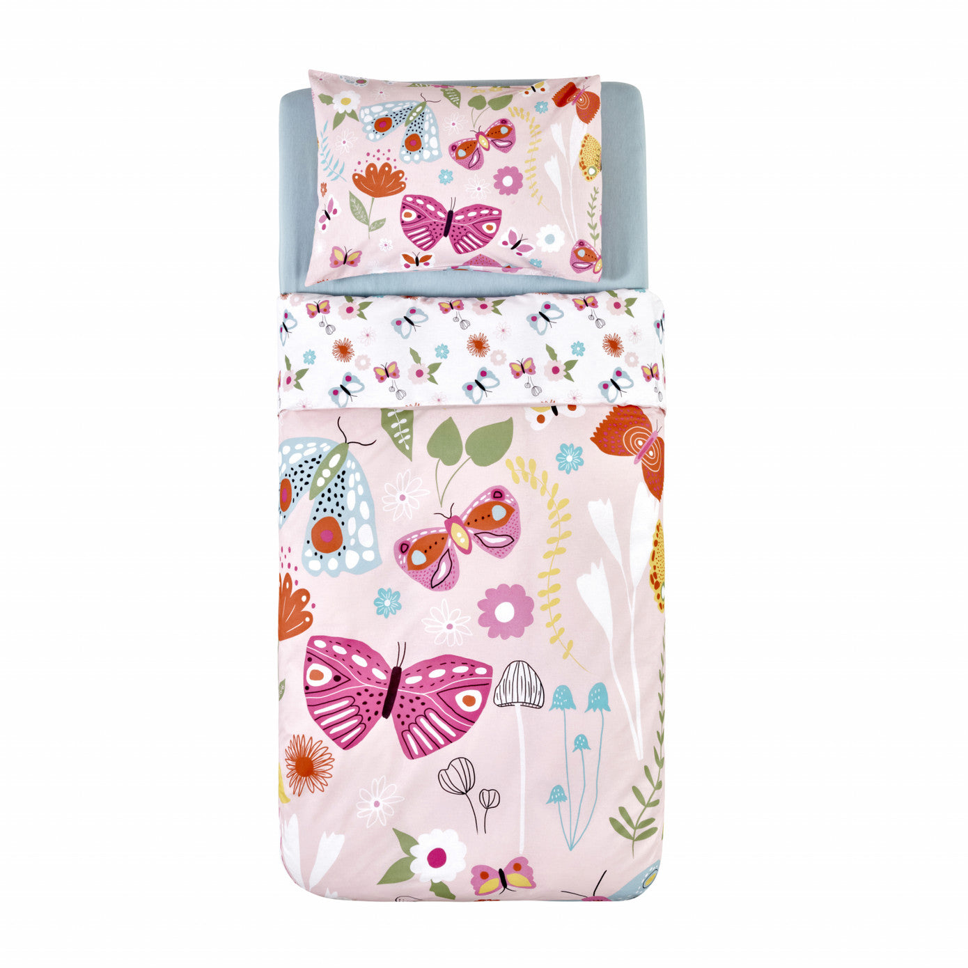 Young Butterfly,  100% Turkish Cotton Duvet Cover Set, Single, Pink