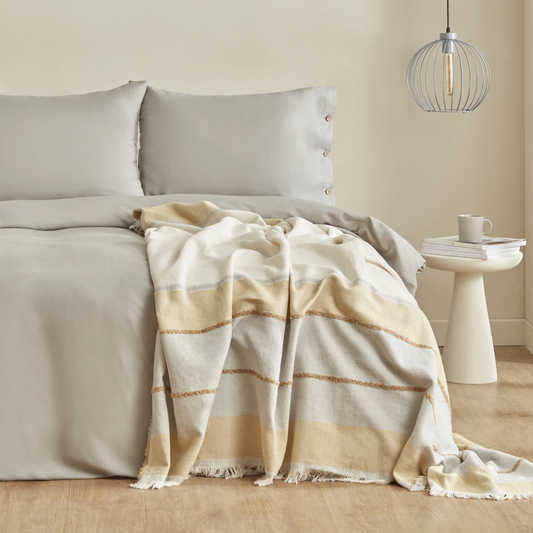 Nevada, 100% Cotton Duvet Cover Set with Pique, Double, Mustard