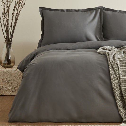 Weena, 100% Cotton Duvet Cover Set with Pique, Double, Grey