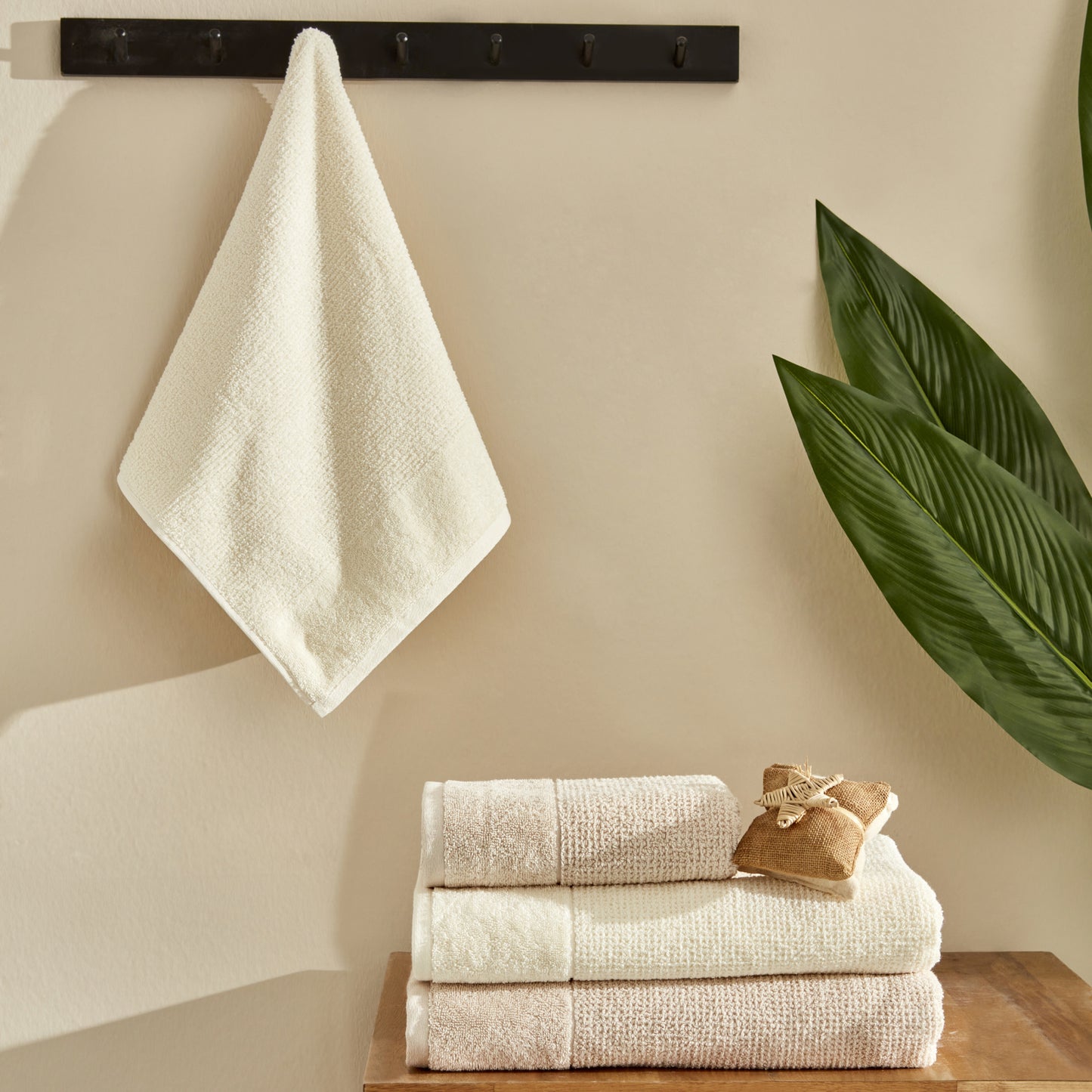 Doana, Towel Set, Offwhite Beige