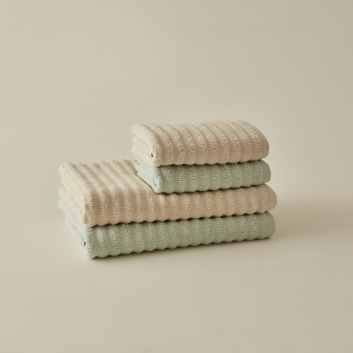 Morina, 4 Piece Towel Set, Mint Beige