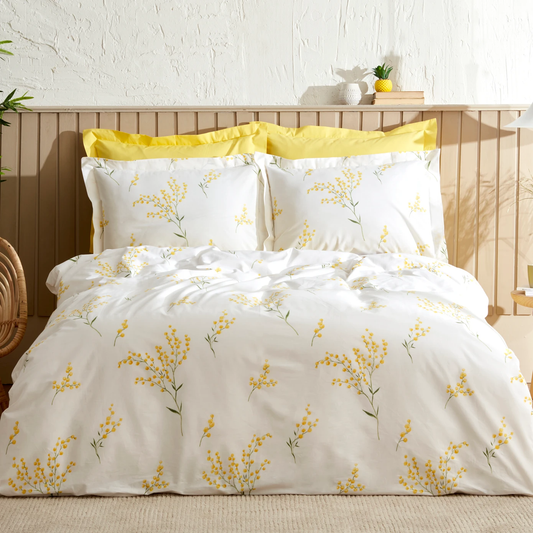 Loretta, 100% Turkish Cotton Duvet Cover Set, Single, Yellow