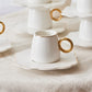 Oya, 12 Piece Porcelain Espresso Turkish Coffee Cup Set for 6 People, 75ML, White Gold