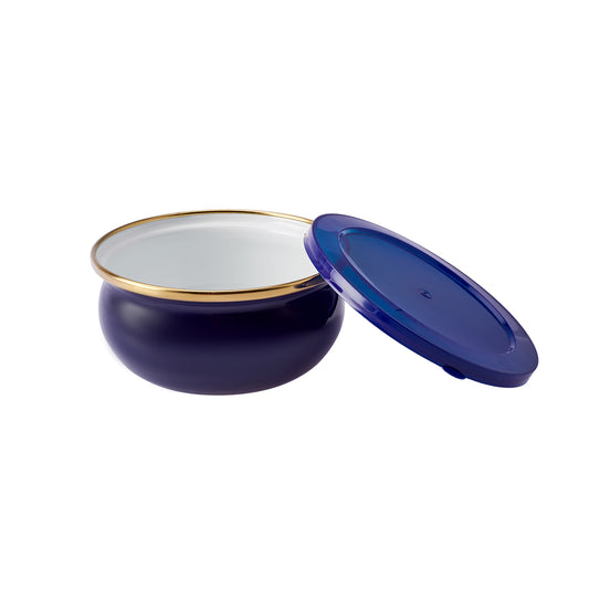 Karaca Retro Enamel Yoghurt Fermentation Set, 7 Piece, Navy Blue Gold