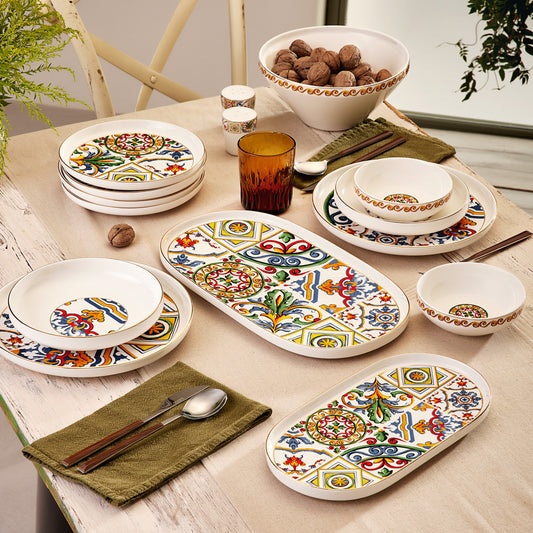 Streamline Milano New Bone, 59 Piece Stoneware Dinner Set for 12 Person