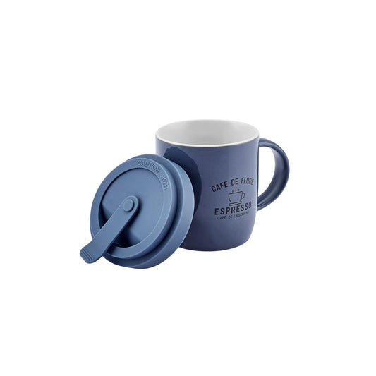 Cafe Blue Mug with Lid, 360ml