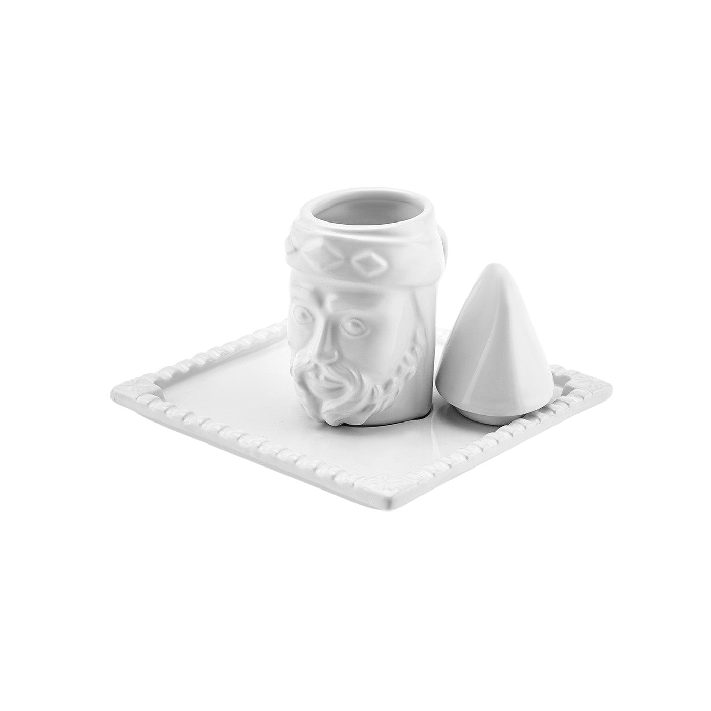 Nemrut, 6 Piese, Set cești de Cafea Turcească pentru 2 persoane, 80ML, Alb