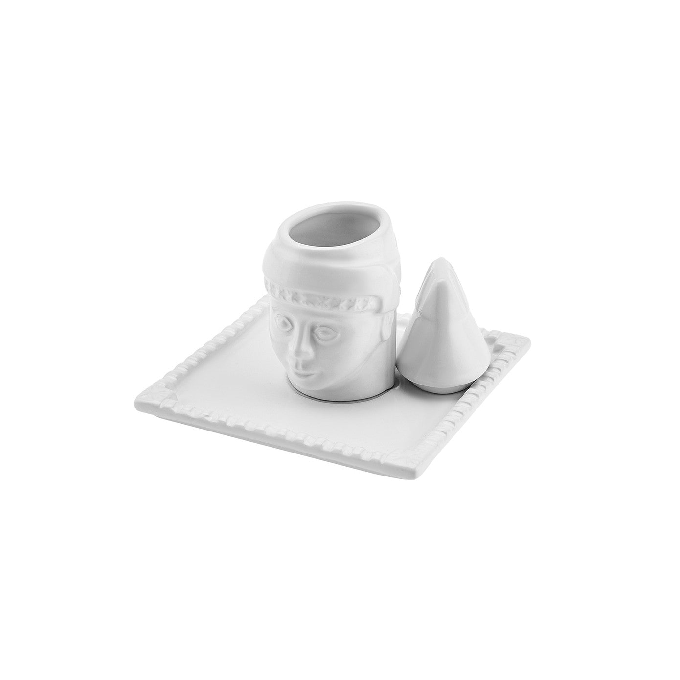 Nemrut, 6 Piese, Set cești de Cafea Turcească pentru 2 persoane, 80ML, Alb