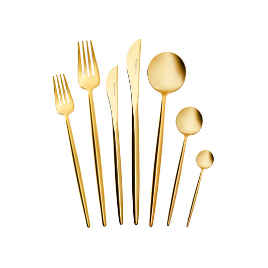 Jüpiter Premium Matte Gold Cutlery Set, 84 Piece for 12 Person