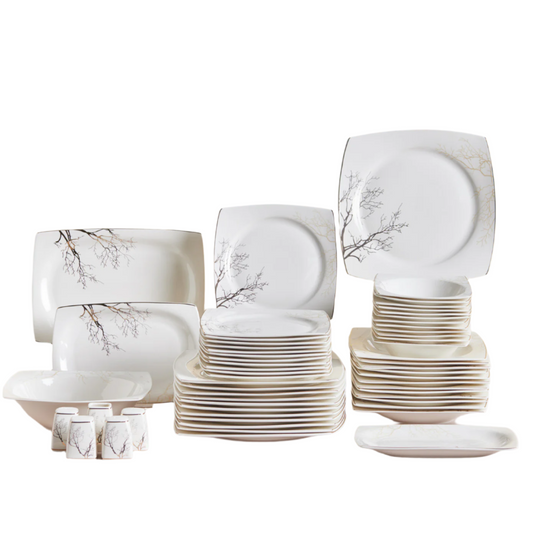 Autumn, 60 Piece Fine Cream Dinner Set for 12 People, Multi