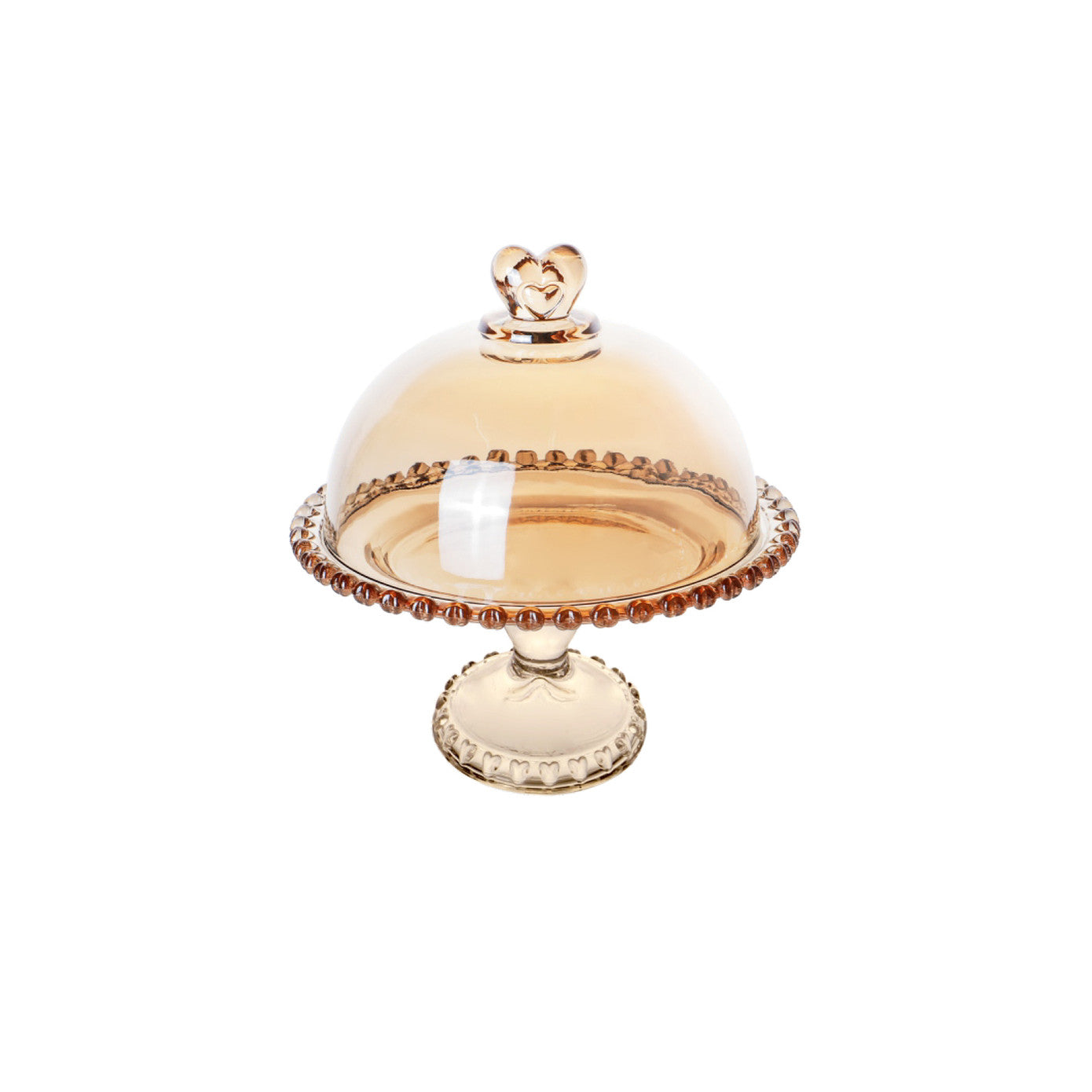 Glory, Cake Dome with Stand, 19cm, Amber