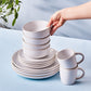 Hope, 24 Piece Stoneware Dinner Set for 6 People, White Gold