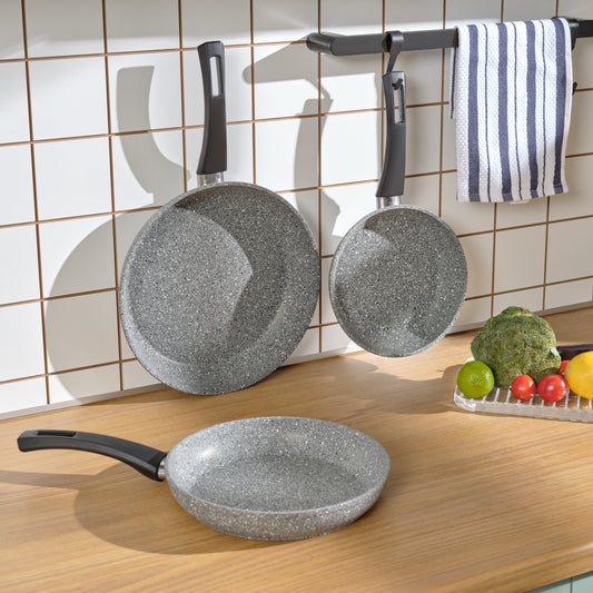 Gris Biogranite, 3 Piece Pan Set, Induction, Grey