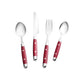 Alina, 24 Piece Stainless Steel Cutlery Set for 6 People, Red