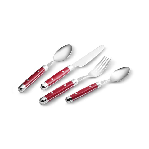 Alina, 24 Piece Stainless Steel Cutlery Set for 6 People, Red