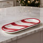 New Year Christmas Candy, Stripe Serving Platter, 28cm, Red