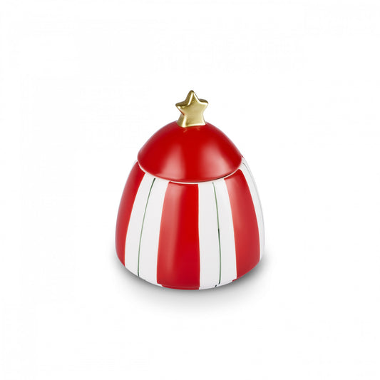 New Year Christmas Candy, Stripe Storage Container, 14cm, Red