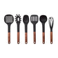 Karaca Woody Kitchen Utensil Set with Stand, 6 Piece, Black Wood