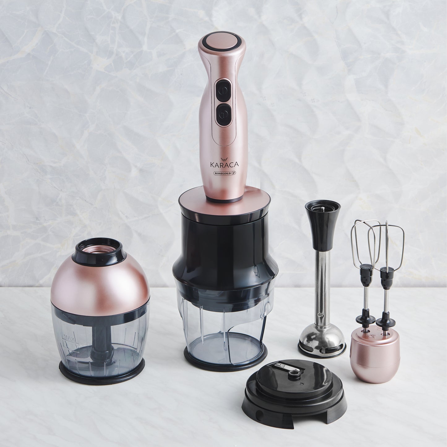 Karaca Blendfit Spiral Vegetable Chopper 4 in 1 Set Rosegold