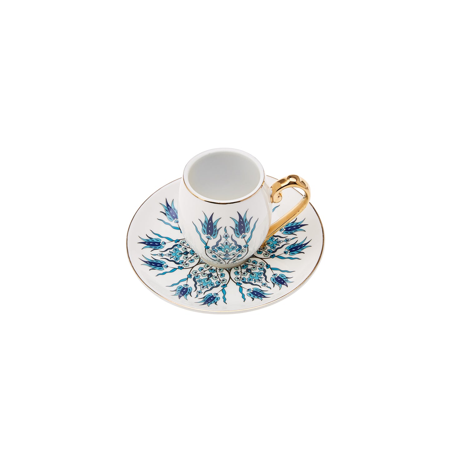 Iznik, 12 Piece Porcelain Espresso Turkish Coffee Cup Set of 6 People, 80ML, Multi