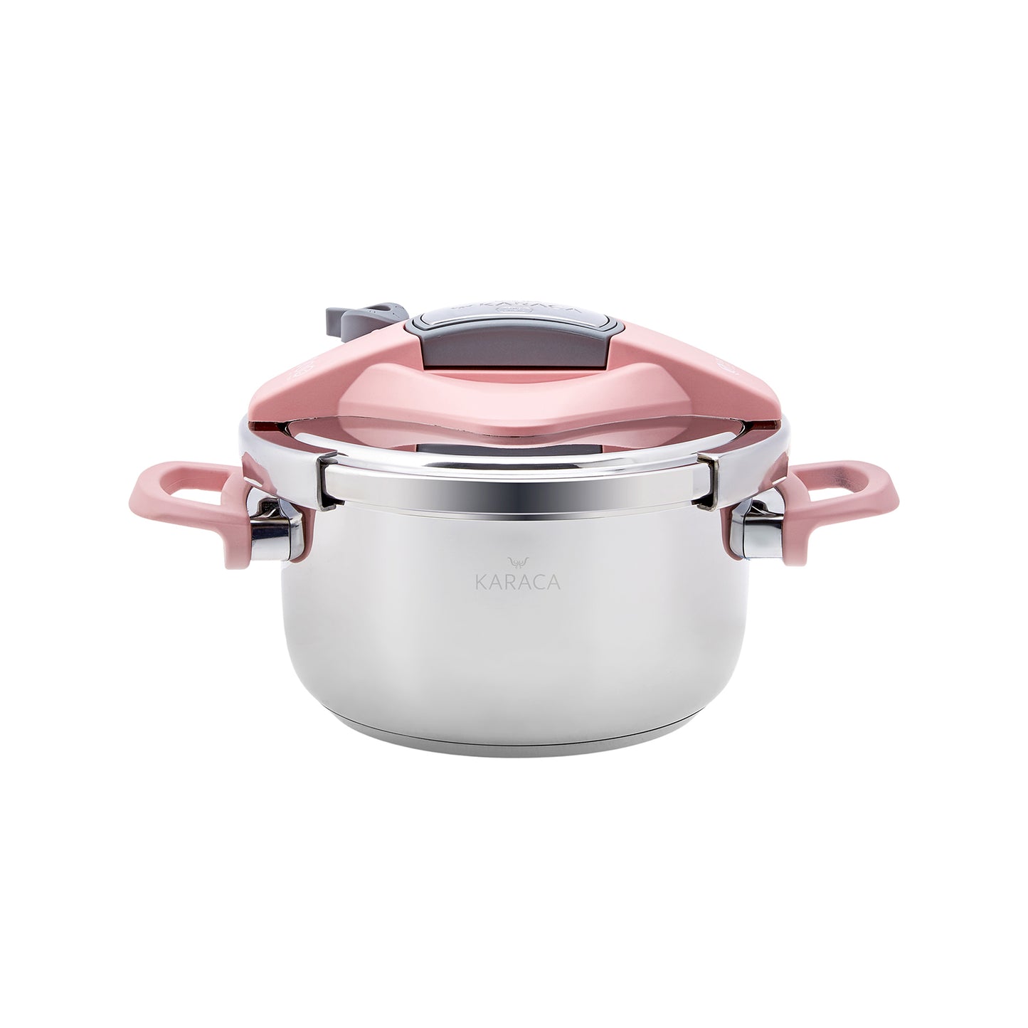 Karaca Stainless Steel Induction Pressure Cooker Set, 2 Piece, 4L+6L, Pink Silver