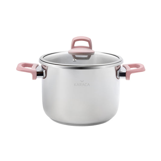 Karaca Stainless Steel Induction Pressure Cooker Set, 2 Piece, 4L+6L, Pink Silver