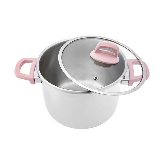 Karaca Stainless Steel Induction Pressure Cooker Set, 2 Piece, 4L+6L, Pink Silver