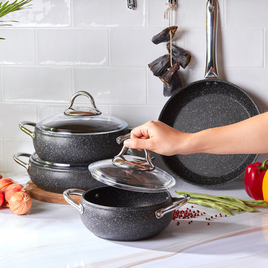 Karaca Avanos New Bio Granite 7 Piece Cookware Set