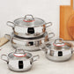 Emirgan, 8 Piece Stainless Steel Cookware Set, Induction, Silver Red