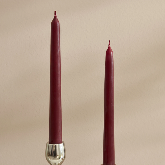 2 Piece Candle, 24cm, Burgundy