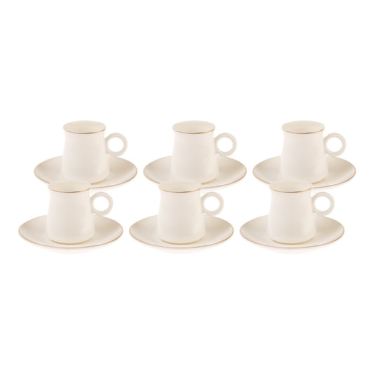 Wing, 12 Piese, Set cești de Cafea Turcească pentru 6 persoane, 80ML, Alb Aur