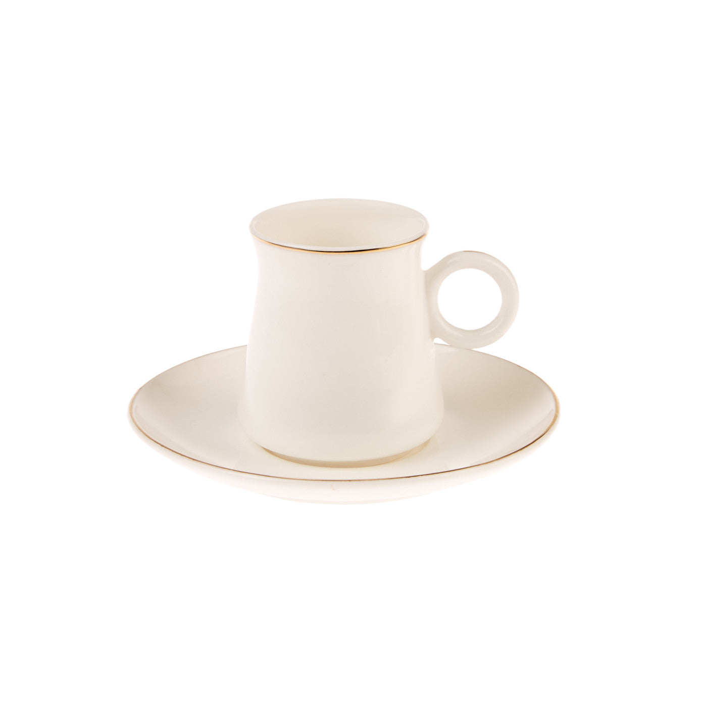 Wing, 12 Piese, Set cești de Cafea Turcească pentru 6 persoane, 80ML, Alb Aur