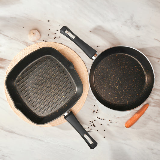 Karaca Biogranit Blackgold Frying Pan and Grill Pan Set