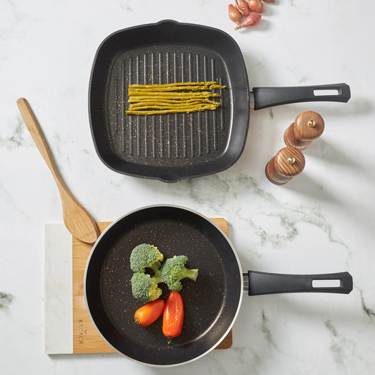 Karaca Biogranit Blackgold Frying Pan and Grill Pan Set